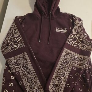 Maroon Paisley Hoodie DOGG SUPPLY MENS SIZE MEDIUM